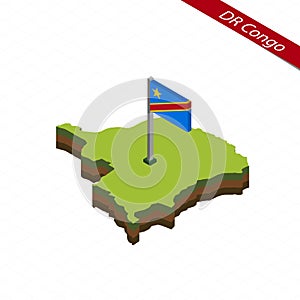 Democratic Republic of the Congo Isometric map and flag. Vector Illustration