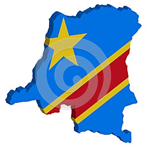 Democratic republic of the Congo Map Flag Vector 3D