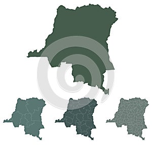 The Democratic Republic of the Congo map outline administrative regions vector template for infographic design. Administrative