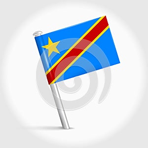 Democratic Republic of the Congo map pin flag. 3D realistic vector illustration