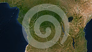 Democratic Republic of the Congo outlined. Low-res satellite