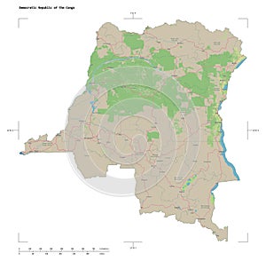 Democratic Republic of the Congo shape on white. Topo German