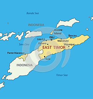 Democratic Republic of Timor-Leste - East Timor - vector map photo