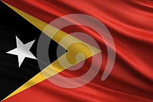 East Timor flag with fabric texture, official colors, 3D illustration photo