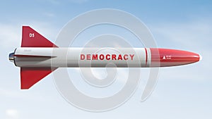 Democratic weapon concept. Delivery of democracy