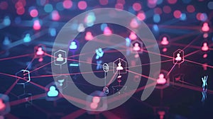 The democratization of finance depicted by a network of nodes representing cryptocurrency transactions connecting people