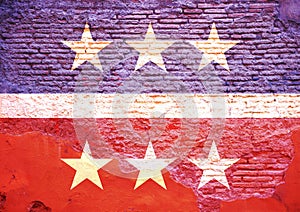 Democrats, republicans flag painted on a brick wall. 3d illustration