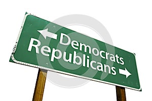 Democrats, Republicans - road-sign.