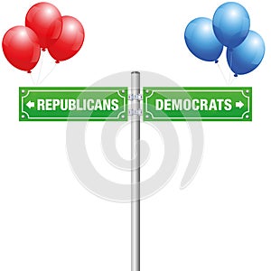 Democrats Republicans Street Sign Balloons photo