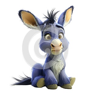Democratts blue donkey isolated on white transparent, USA presidential election political party mascot