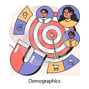Demographics targeting concept.Flat vector illustration.