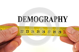Demography measurement concept close-up on white background