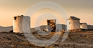 Old Windmills in Bodrum at dusk