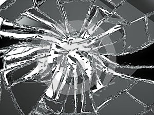 Demolished or shattered glass on white