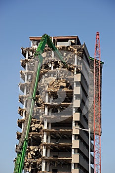 Demolishing highrise building