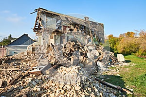 demolition the abandoned private building house