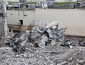 Demolition of building in urban environments.