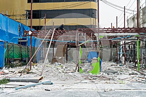 Demolition of buildings destroyed