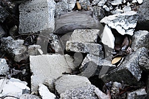 Demolition concrete and wood rubble