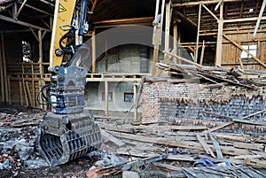 Demolition of a damaged house in Germany