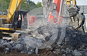 Demolition of highway bridge