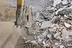 Demolition of an industrial building and drill concrete machine