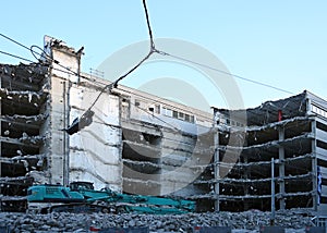 Demolition of an old building construction site