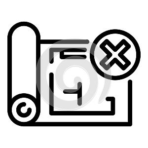 Demolition rejected plan icon, outline style