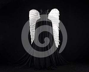 demon angel with wings on a black background