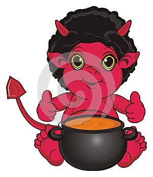 Demon with black object