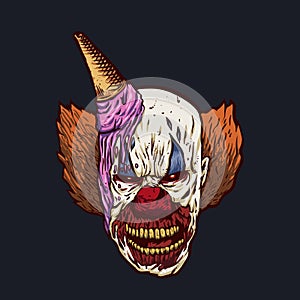 Demon clown with ice cream on his head