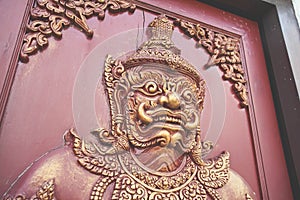 Demon on the gate at Nakon Si Thammarat City Pillar Shrine