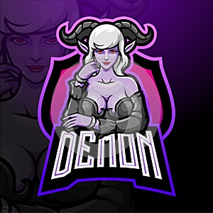 Demon girl esport logo mascoit design