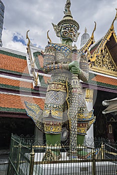Demon Guardian name Mang-korn-khan in Wat Phra Kaew Grand Palace Bangkok .