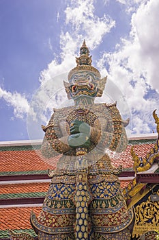 Demon Guardian name Todsakan in Wat Phra Kaew Grand Palace Bangkok