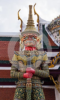 Demon guardian in Wat Phra Kaeo, Bangkok. Wat Phra Kaew is one o