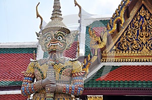 Demon guardian in Wat Phra Kaew Grand Palace, Bangkok