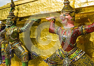 Demon guardians supporting Wat Arun Temple, Bangkok, Thailand