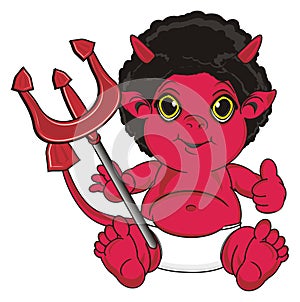 Demon with object show a gesture