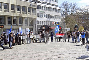 Demonstrants on one of central squares in Malme, Sweden