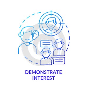 Demonstrate interest blue gradient concept icon