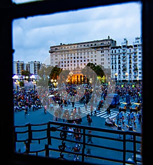 demonstration of a crowd of people in a square in Buenos Aire photo