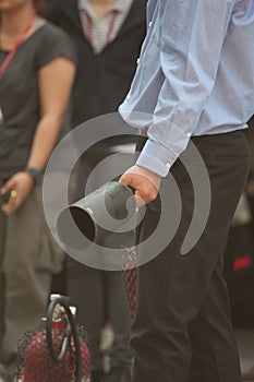 Demonstration with fire extinguishers.