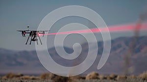 A demonstration of a laserbased counterdrone system precisely targeting and disabling a small drone from a safe distance