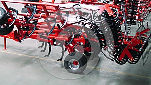 Demonstration of possibility of folding wings of trailed cultivator