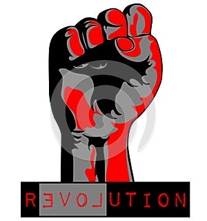 Demonstration, protest symbol Raised arm upwards with a raised fist. Icon raised fist, arm with fist sign for fight for your right