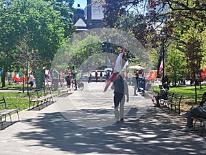 Demonstrator attends an anti-mask protest in Toronto