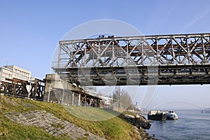 Demounting the Stary most bridge in Bratislava