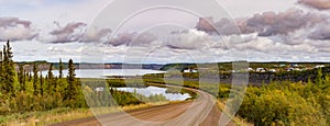 Dempster Highway at Tsiigehtchic Mackenzie River NWT Canada