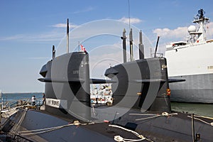 DEN HELDER, THE NETHERLANDS - JUL 7, 2012: Dutch Navy Walrus-class submarine moored during the Dutch Navy Days photo